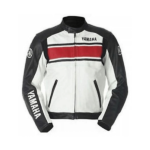 Yamaha White And Red Biker Leather Jacket