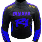 Yamaha Black Motorbike Leather Jacket Men