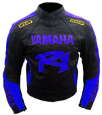 Yamaha Black Motorbike Leather Jacket Men