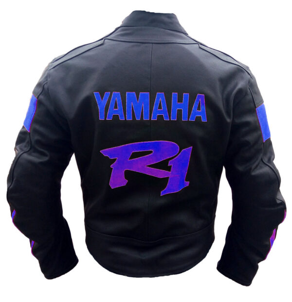 Yamaha Black Motorbike Leather Jacket Men - Image 2