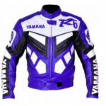 Yamaha R6 Biker Leather Blue Jacket Original Leather