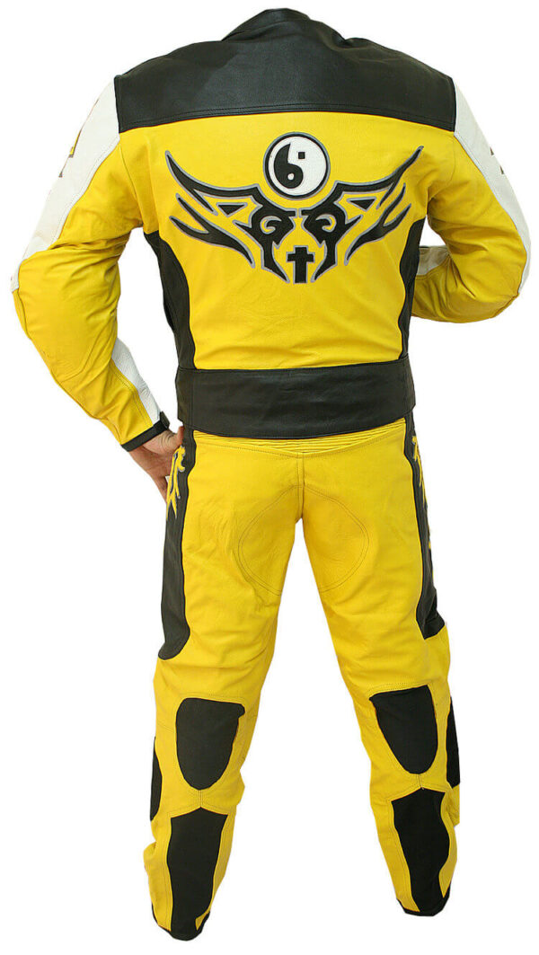 Yellow Motorcycle Racing Sports Leather Suit - Image 2