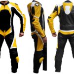 Yellow and Black Motorcycle Sports Racing Leather Suit