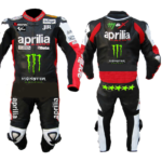 Aprilia Black Monster Racing Motorcycle Leather Suit With Safety Pads