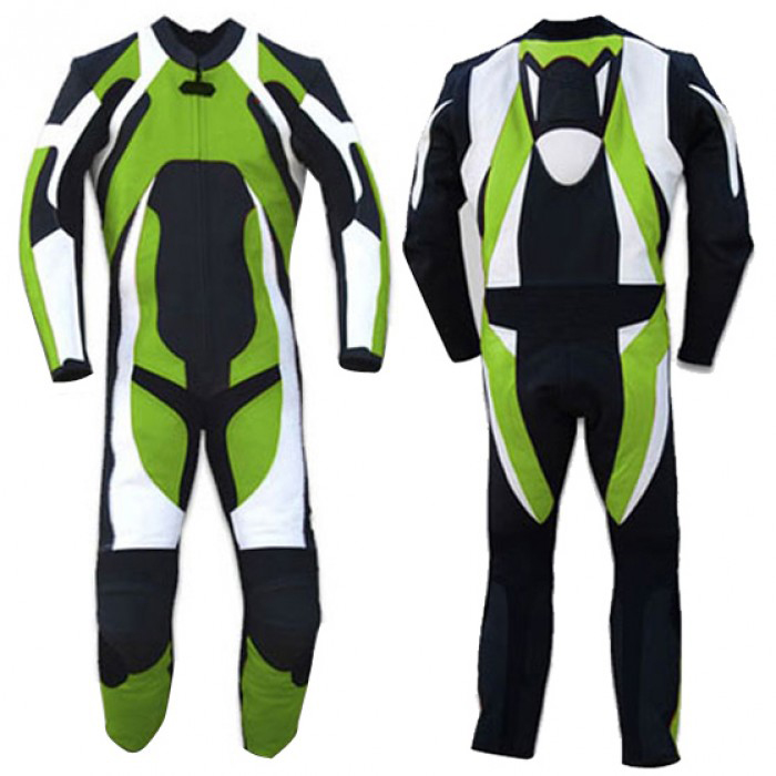 awesome-green-and-white-premium-leather-motorcycle-race-suit.jpg Awesome Green And White Premium Leather Motorcycle Race Suit - Image 1