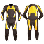 Awesome Motorbike 2pc Yellow & Black Leather Suit