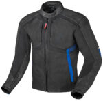 Motorcycle Leather Black And Blue Motorcycle Jacket
