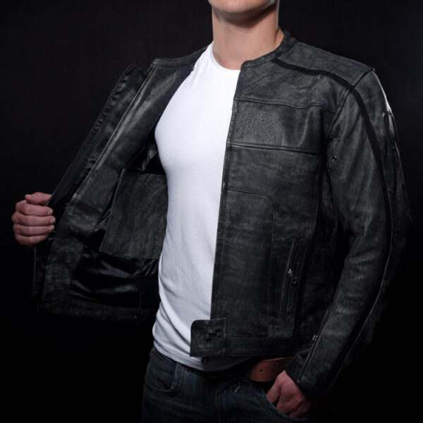 Black Color Motorcycle racing Leather Jacket - Image 4