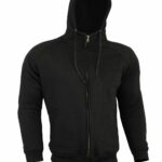 Black Motorcycle Hooded Jacket with safety pads