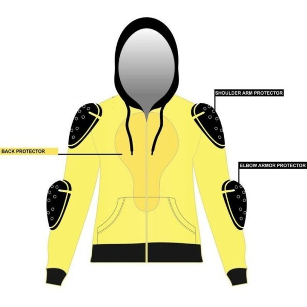 Black Motorcycle Hooded Jacket with safety pads - Image 3