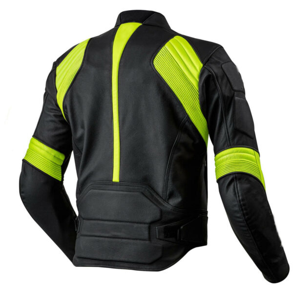 Black Motorcycle Leather Safety Pads jacket - Image 2
