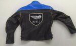 Buell Blue And White Motorcycle Leather Jacket - Image 2