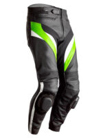 Custom Black And Green Leather Motorcycle Pant