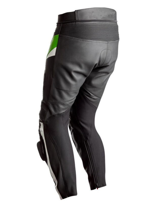 Custom Black And Green Leather Motorcycle Pant - Image 2