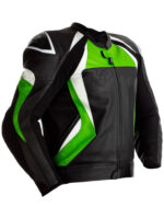 custom black And Lime Green Leather Motorcycle jacket
