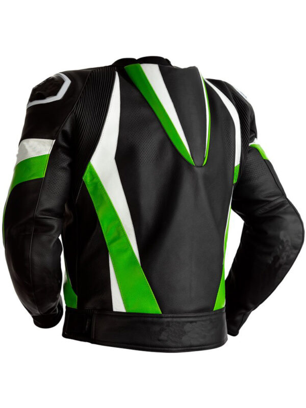 custom black And Lime Green Leather Motorcycle jacket - Image 2