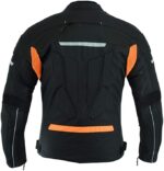 Custom Black and Orange Motorcycle Leather Jacket - Image 2