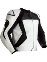 custom black And White leather motorcycle jacket