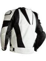 custom black And White leather motorcycle jacket - Image 2