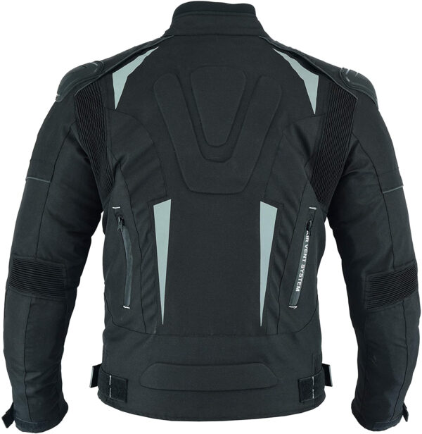 Custom Black and White Motorcycle Leather Jacket - Image 2