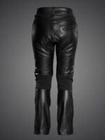 Custom Black Safety Leather Motorcycle Pants - Image 2