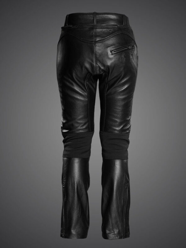 Custom Black Safety Leather Motorcycle Pants - Image 2