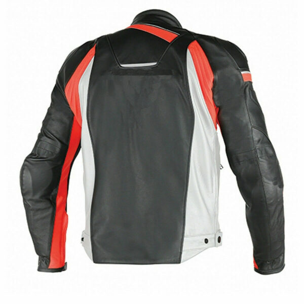 Custom Black , White and Red Motorcycle Leather Jacket - Image 2