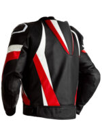 custom black,White and Red leather motorcycle jacket - Image 2
