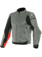 Custom Grey and Orange Motorcycle Leather Jacket