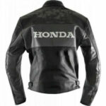 Custom Honda Black Leather Motorcycle Armour Jacket - Image 2