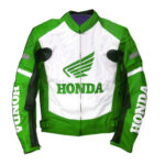 Custom HONDA Green and White Motorcycle Leather Jacket