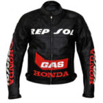 Custom HONDA Repsol Black and Red GAS Motorbike Leather Jacket