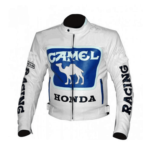 Custom HONDA White Camel Motorcycle Racing Leather Jacket