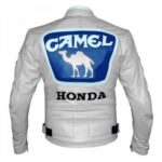 Custom HONDA White Camel Motorcycle Racing Leather Jacket - Image 2