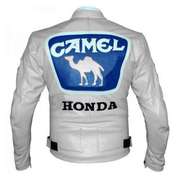 Custom HONDA White Camel Motorcycle Racing Leather Jacket - Image 2
