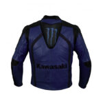 Custom Kawasaki Blue Racing Team Motorcycle Leather Jacket - Image 2
