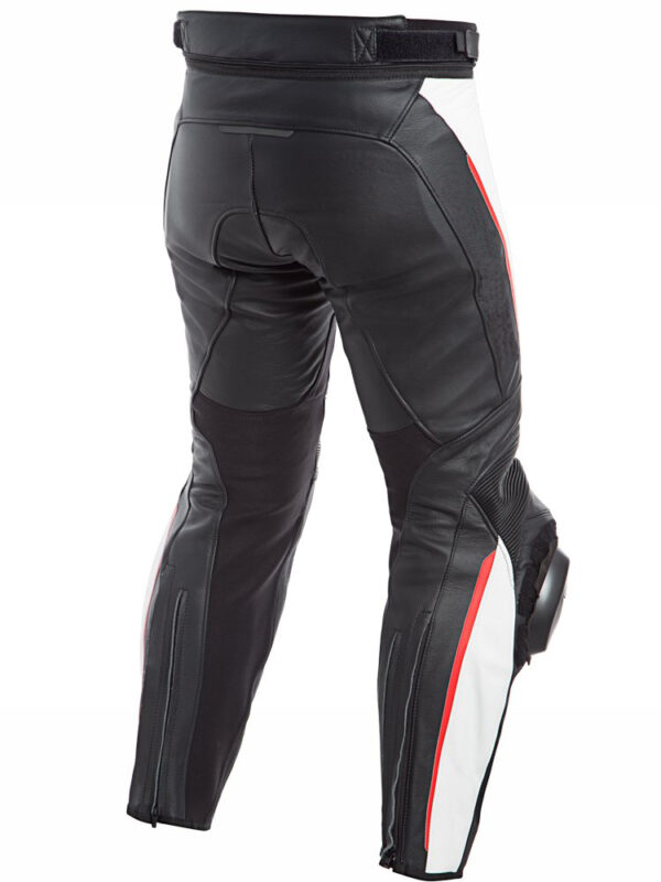Custom Motorcycle Black Red And White leather Racing Pant - Image 2