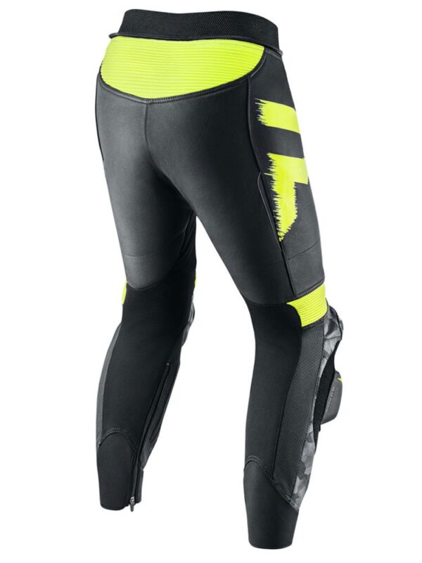 Custom Motorcycle Black White And Yellow leather Racing Pant - Image 2