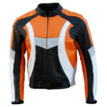 Custom Orange And White Motorcycle Jacket