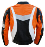Custom Orange And White Motorcycle Jacket - Image 2
