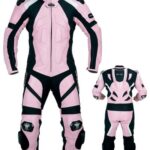 Custom Pink And Black Leather Motorcycle Suit