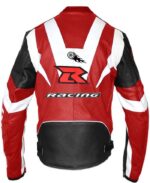 Custom Protective Gear White And Red Leather Jacket - Image 2
