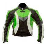 Custom Protective Gear White,Black And Green Motorcycle Jacket