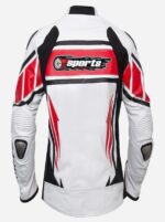 Custom Sports Red And White Motorcycle Jacket - Image 2