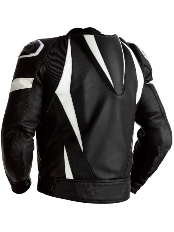 custom White And Black leather motorcycle jacket - Image 2