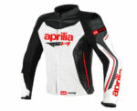 Custom White Aprilia Motorbike Racing Leather Jacket Ce Approved