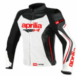 Custom White Aprilia Motorbike Racing Leather Jacket Ce Approved