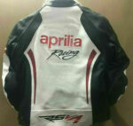 Custom White Aprilia Motorbike Racing Leather Jacket Ce Approved - Image 2