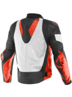 Custom White,Black and Orange Motorcycle Leather Jacket - Image 2
