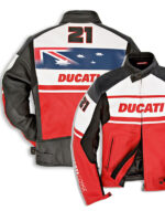 Ducati Australia Flag Black And Red Motorcycle Leather Jacket